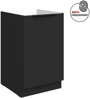 Küchen Spülenunterschrank 50 cm Küche ARIA Schwarz ultra matt + Schwarz matt, hochwertige Fronten mit Anti Fingerprint Beschichtung Küchenzeile Küchenblock
