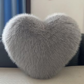 Herzkissen Dekokissen Zierkissen Herz Kissen Kinderzimmer Decor Herzform Dekokissen Kopfkissen Kissen Zierkissen Plüsch Kinderkissen für Kinderzimmer Sofa Dekoration (Grau,40x45 cm)
