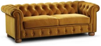 Casa Padrino Luxus Chesterfield Kindersofa Ocker / Hellbraun 152 x 67 x H. 53 cm - Chesterfield Kinderzimmer Sofa - Luxus Chesterfield Kinder Möbel