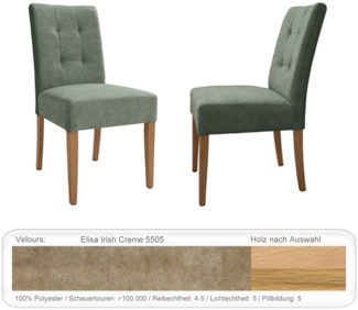 Stuhl Agnes 1 ohne Griff Varianten Polsterstuhl Massivholzstuhl Eiche natur lackiert, Elisa Irish Creme