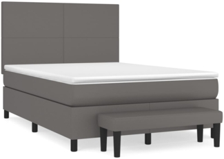 vidaXL Boxspringbett mit Matratze Grau 140x190 cm Kunstleder 3137543