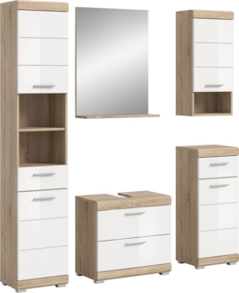 INOSIGN Badmöbel-Set Siena, 5 teilig, bestehend aus:, (Set, 5-St), Hochschrank, WBU, Spiegel, Unterschrank, Hängeschrank