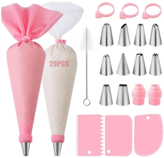 HAUSS SPOLE Spritzbeutel Spritzbeutel 40-teilige Set Tortendeko Backset Professionelles Backset (40-tlg, Torten Zubehör mit mit 10 verschiedenen Edelstahl Spritztüllen) für Cupcakes Torten Dekorieren Kuchen