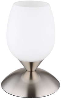 Tischleuchte nickel, Glas opal, Touchschalter, H 18 cm