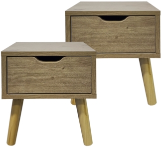 HTI-Living Thekla Artisaneiche Nachttisch 1 Schublade 2er-Set