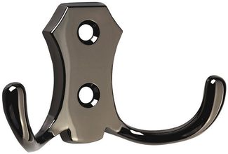 SO-TECH® Garderobenhaken LENA, Lochabstand 20 mm, zwei Größen, Metall massiv, Chrom dunkel, Höhe 48 mm, 2-fach, inkl. Schrauben