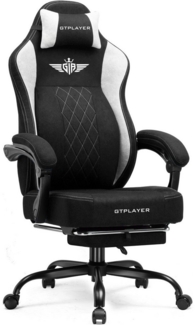 GTPLAYER Gaming-Stuhl aus Stoff, Bürostuhl mit Integrierte Lendenwirbelstütze, Bürostuhl, Gaming chair mit Federkissen und Fußstütze 136KG