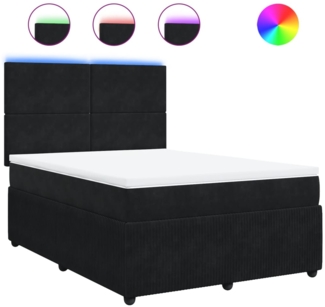 vidaXL Boxspringbett mit Matratze Schwarz 140x200 cm Samt 3294654
