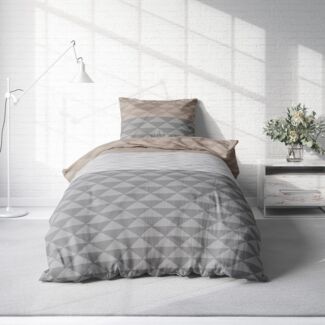 One Home Bettwäsche Fotodruck, Mikrofaser, 4 teilig, Streifen Gestreift Raute, Knitterfrei Weich für Sommer und Winter