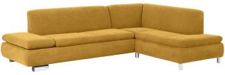 Ecksofa mit Ottomane rechts Kaye Bezug Veloursstoff Metallfuß verchromt / mais 23105