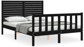 vidaXL Massivholzbett mit Kopfteil Schwarz 140x190 cm 3193190