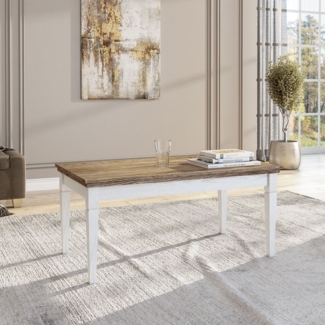 Couchtisch Evora Wohnzimmertisch 110x60cm pinie weiß Eiche Ribbek Landhaus-Stil