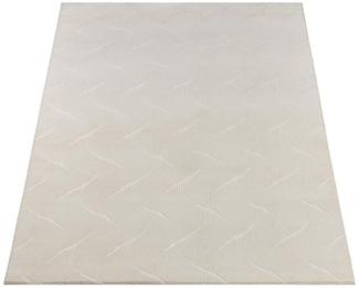 merinos Teppich STILO, 120 x 160 cm, Creme, Polyester, rechteckig, Höhe: 8 mm, mit Wellenmuster