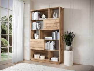 Vente-unique - Wohnwand mit 2 Türen & 8 Ablagefächern - Holzfarben - CEVANIA