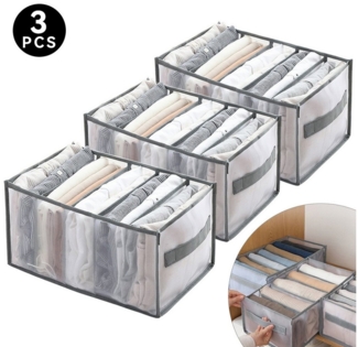 Welikera Aufbewahrungsbox 3*Kleiderorganisator, 5/7/9 Fächer 36*25*20 faltbar waschbar