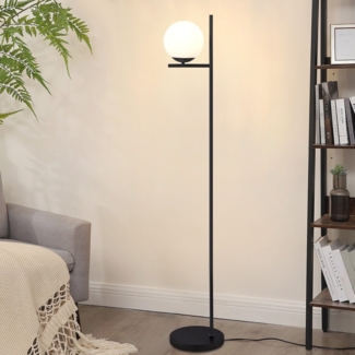 ZMH Stehlampe Wohnzimmer Industrial Standleuchte - Schwarz Modern Stehleuchte mit Fußschalter Metall Design aus Weiß Glas Standlampe E27 Vintage Bodenlampe für Schlafzimmer Büro kinderzimmer