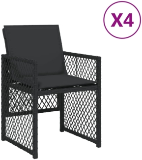 vidaXL Gartenstühle mit Kissen 4 Stk. Schwarz Poly Rattan 364950