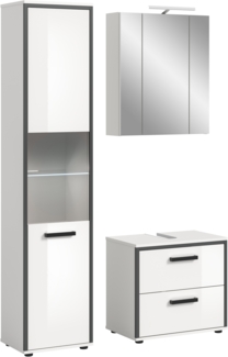 Badkombination inkl. Beleuchtung (B/H/T: 115x188x37 cm) in weiß hochglanz