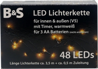 B&S LED-Lichterkette LED Batterie Lichterkette mit 48 LEDs warmweiß Innenbereich