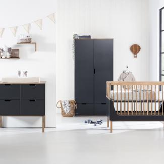 Kidsmill Sepp Babyzimmer Anthrazit/Buche | Bett 70