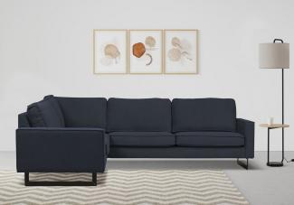 Places of Style Ecksofa Pinto, 250/290 cm, langer Schenkel, XXL, Ottomane, Cord, Feincord, Luxus-Microfaser Leder und Chenille