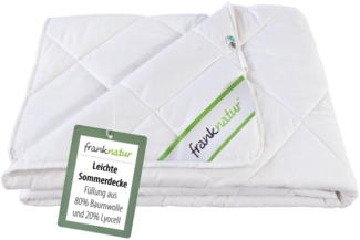 franknatur Naturfaserbettdecke Sommerdecke Baumwolle Lyocell, Füllung: 80% Baumwolle, 20% Lyocell, Bezug: 100% Baumwolle, atmungsaktiv und robust