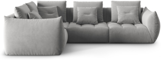 Micadoni Ecksofa Bloom 3-Sitzer Samt Grau Links