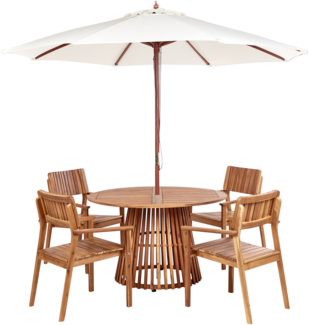 Gartentisch Set mit Schirm AGELLO Akazienholz 120x120x75 cm Heller Holzfarbton