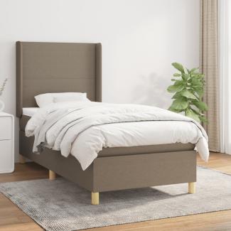 vidaXL Boxspringbett mit Matratze Stoff Taupe 80x200 cm, Härtegrad: H2 [3131789]