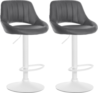 CLP 2er Set Barhocker Milet mit Kunstlederbezug,grau Metall matt weiss