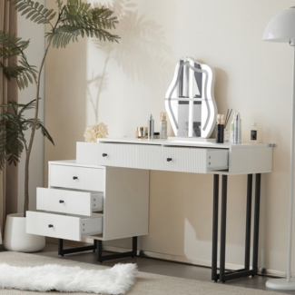 Flieks Schminktisch, Kosmetiktisch mit Spiegel + ausziehbarer Tischplatte 100x40x76cm