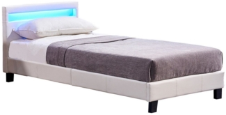 Home Deluxe Polsterbett mit LED-Beleuchtung 'ASTRO' Lattenrost Weiß 90x200 cm