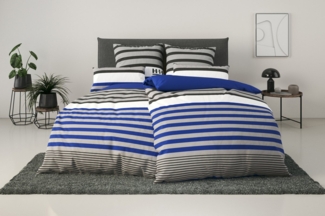 H.I.S Bettwäsche Majoran, Polycotton recycelt, 3 teilig, gestreifte Bettwäsche in verschiedenen Qualitäten