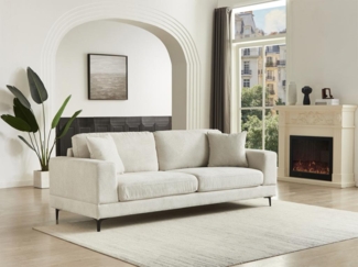 Vente-unique - Sofa 3-Sitzer - Strukturstoff - Beige - JAMOLO