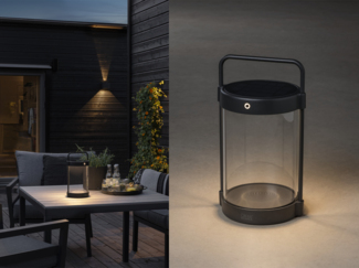 KONSTSMIDE 7822-750 Solar USB Laterne Crotone schwarz 30cm