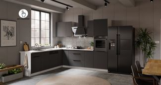 Winkelküche ARIA K-WH ECKE 2 - 250 x 270 cm Anti Fingerprint Küchenzeile Küchenblock Singleküche Einbauküche Küche Eckküche