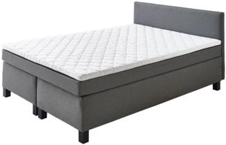 Boxspringbett Peggy / Philly , Flachgewebe, Holzwerkstoff, Mikrofaser , Grau , 140 x 87 x 207 cm