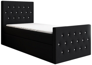 A&J MöbelLand GmbH Boxspringbett Einzelbett LILI mit Bettkasten, Topper und gepolstertem Kopfteil. (Boxspringbett mit Bettkasten und gepolstertem Kopfteil. Inclusive Topper, TOP ANGEBOT), Länge 216 cm Höhe 106 cm