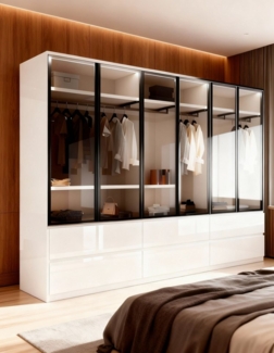 Palms-Store Kleiderschrank Drehtürenschrank Amsterdam inkl. Zubehörpaket in 6 Farben (Spar-Set) inkl. Zubehörpaket, Maße ca.: Breite: 300cm, Tiefe: 62cm, Höhe: 218cm