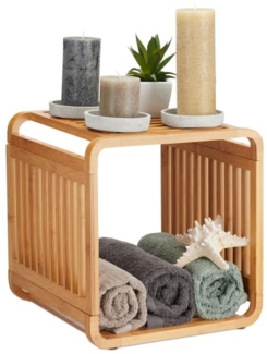 Relaxdays Regal mit Ablagen, Bambus natur, 33 x 33 x 33 cm