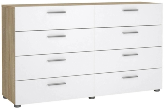 Dmora Kommode Aligon, Wohnzimmerbuffet, Wohnzimmer-Sideboard, Moderne Küchen-Speisekammer, 140x40 h83 cm, Eicheund Glänzendes Weiß