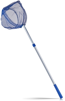 BigDean Kescher 75-121 cm lang - Teichkescher mit Teleskopstange - Feinmaschig (2 mm) - Für Teich, Algen & Swimming-Pool - Algenkescher Nylon-Netz