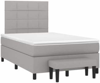 vidaXL Boxspringbett mit Matratze Hellgrau 120x190 cm Stoff 3270355