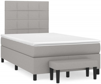vidaXL Boxspringbett mit Matratze Hellgrau 120x190 cm Stoff 3270355