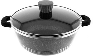 Almina Kochtöpfe mit Glasdeckel Antihaftbeschichtung Aluminium-Druckguss in Grau ⌀32 cm