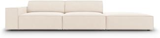 Micadoni 3-Sitzer Rechts Samtstoff Sofa Jodie | Bezug Light Beige | Beinfarbe Black Plastic