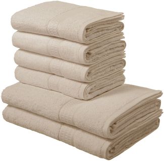 OTTO home Handtuch Set Juna, 6-tlg, 2 Duschtücher (70x140) 4 Handtücher (50x100), Walkfrottee (6-St), 100% Baumwolle, Handtuch-Set mit Bordüre, Uni-Farben, weich