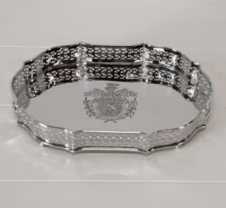 Casa Padrino Luxus Tablett Oval Massiv vernickelt 29 x 21 x 4 cm - Luxury Collection - 5 Sterne Gastronomie Einrichtung