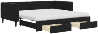 vidaXL Tagesbett Ausziehbar mit Schubladen Schwarz 100x200 cm Samt 3196774