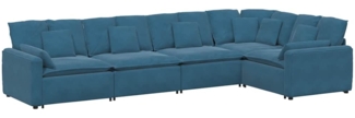 vidaXL Modulares Sofa mit Kissen Samt Blau 3321327